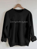 Women'WB shield Letter Print Drop Shoulder Sweatshirt, Casual Long Sleeve Round Neck Pullover for Fall & Winter, Women'WB...