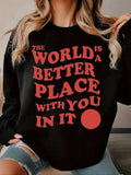 Women'WB shield Letter Print Drop Shoulder Sweatshirt, Casual Long Sleeve Round Neck Pullover for Fall & Winter, Women'WB...