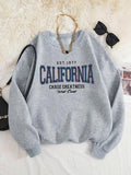 Women'WB shield Letter Print Drop Shoulder Sweatshirt, Casual Long Sleeve Round Neck Pullover for Fall & Winter, Women'WB...