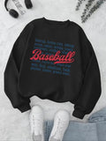 Women'WB shield Letter Print Drop Shoulder Sweatshirt, Casual Long Sleeve Round Neck Pullover for Fall & Winter, Women'WB...