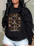 Women'WB shield Letter Print Drop Shoulder Sweatshirt, Casual Long Sleeve Round Neck Pullover for Spring & Fall, Ladies...