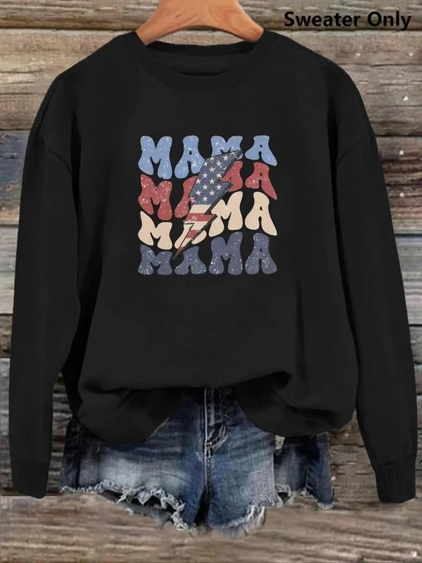 Women'WB shield Letter Print Drop Shoulder Sweatshirt, Casual Long Sleeve Round Neck Pullover, Ladies TNF For Daily Wear...