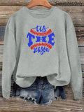 Women'WB shield Letter Print Drop Shoulder Sweatshirt, Casual Long Sleeve Round Neck Pullover, Women'WB shield TNF for...