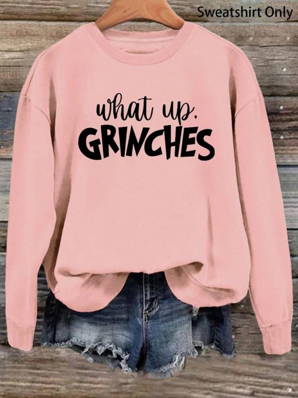 Women'WB shield Letter Print Drop Shoulder Sweatshirt, Trendy Long Sleeve Round Neck Pullover for Fall & Winter, Women'WB...