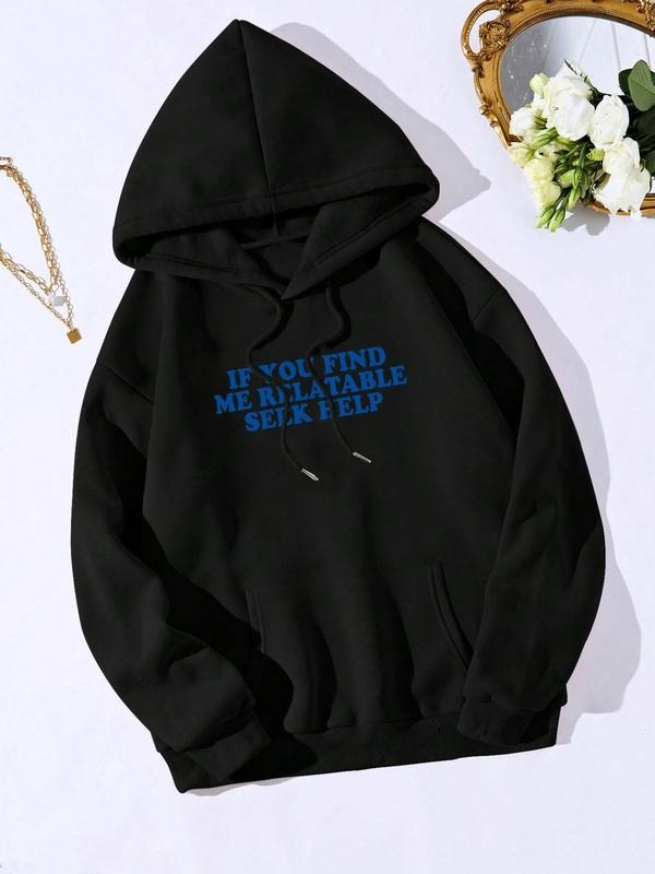 Women'WB shield Letter Print Drop Shoulder TNF Lined Drawstring Hoodie, Fashion Casual Kangaroo Pocket Hooded Sweatshirt...