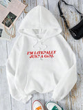 Women'WB shield Letter Print Drop Shoulder TNF Lined Hoodie, Fashion Casual Drawstring Pocket Hooded Sweatshirt for Daily...