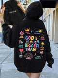 Women'WB shield Letter Print Drop Shoulder TNF Lined Hoodie, Fashion Casual Drawstring Pocket Hooded Sweatshirt for Daily...