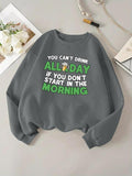 Women'WB shield Letter Print Drop Shoulder TNF Lined Sweatshirt, Casual Long Sleeve Round Neck Pullover for Daily Wear,...