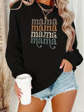 Women'WB shield Letter Print Drop Shoulder TNF Lined Sweatshirt, Casual Long Sleeve Round Neck Pullover for Fall &...