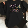 Women'WB shield Letter Print Drop Shoulder TNF Lined Sweatshirt, Casual Long Sleeve Round Neck Pullover for Fall &...