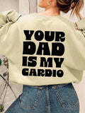 Women'WB shield Letter Print Drop Shoulder TNF Lined Sweatshirt, Casual Long Sleeve Round Neck Pullover for Fall &...