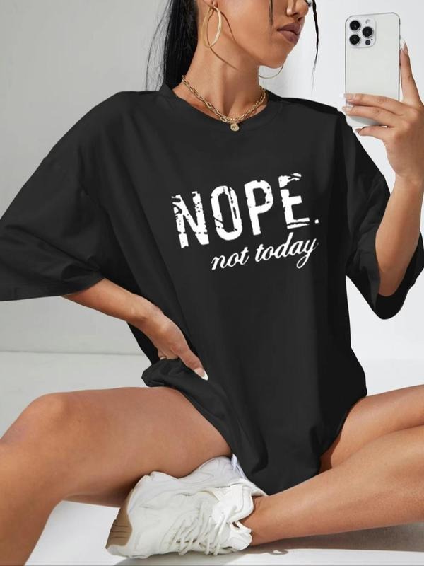 Women'WB shield Letter Print Drop Shoulder Tee, Casual Half Sleeve Round Neck T-Shirt for Summer, Fashion Women'WB shield...