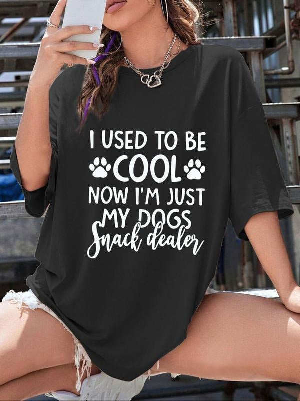 Women'WB shield Letter Print Drop Shoulder Tee, Casual Half Sleeve Round Neck T-shirt for Summer, Fashion Women'WB shield...