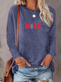 Women'WB shield Letter Print Drop Shoulder Tee, Casual Long Sleeve Round Neck T-Shirt for Daily Wear, Ladies TNF for...