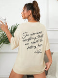 Women'WB shield Letter Print Drop Shoulder Tee, Graphic Tees, Summer TNF Women, Casual Half Sleeve Round Neck T-Shirt for...