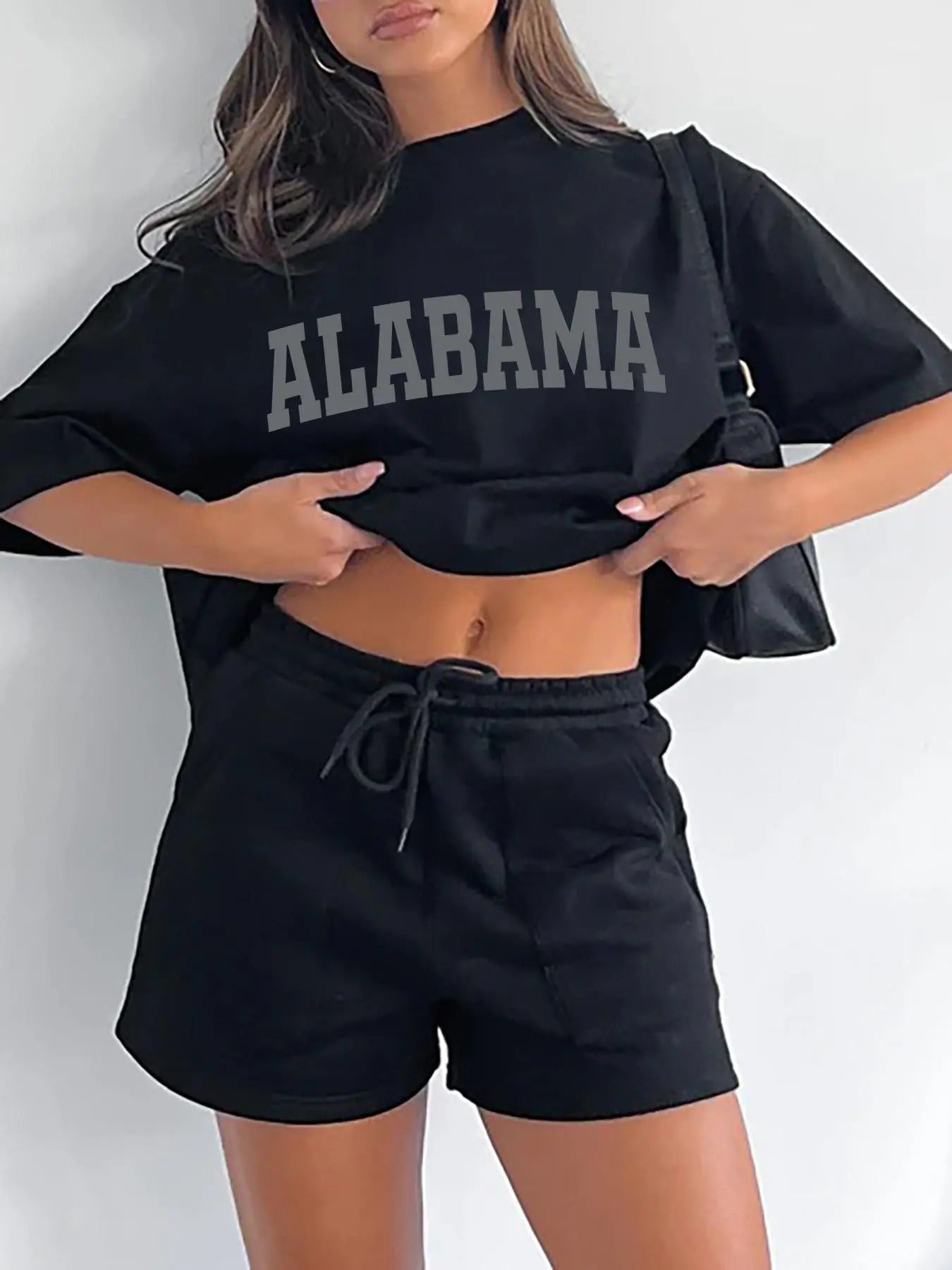 Women'WB shield Letter Print Drop Shoulder Tee, Summer TNF Women, Street Fashion Short Sleeve Round Neck T-Shirt for...