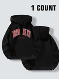 Women'WB shield Letter Print Half Zip Drop Shoulder Hoodie, Fashion Casual Hooded Sweatshirt for Daily Holiday Outdoor...
