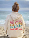 Women'WB shield Letter Print Hoodie, Casual Long Sleeve Hooded Sweatshirt for Fall & Winter, Ladies TNF for Daily Wear...