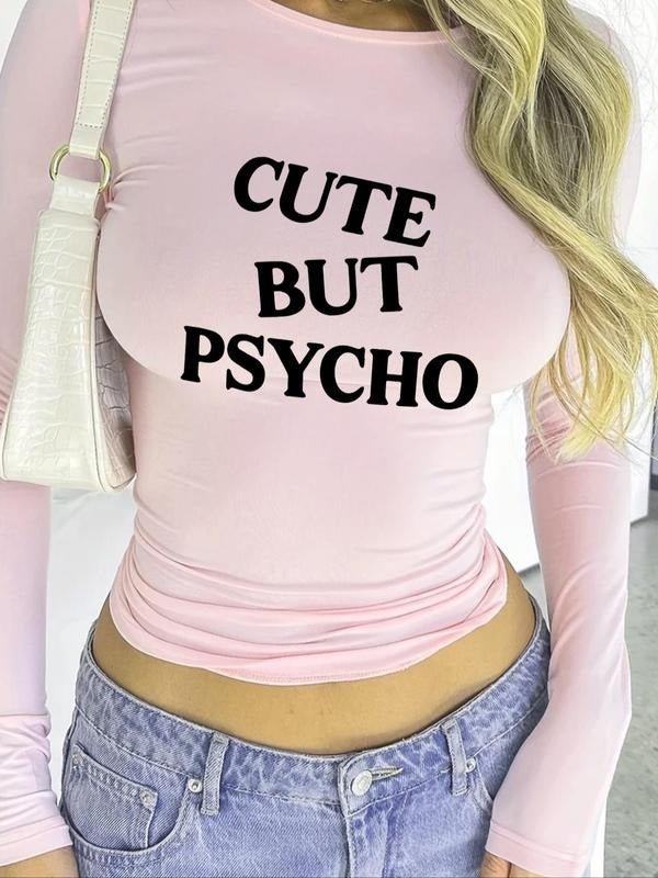 Women'WB shield Letter Print Mock Neck Skinny Tee, Y2K Trendy Long Sleeve T-shirt for Daily Wear, Ladies TNF for Spiky...
