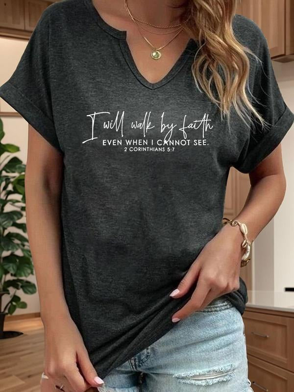 Women'WB shield Letter Print Notched Neck Tee, Casual Short Sleeve T-shirt for Summer, Women'WB shield Top for Daily Wear...