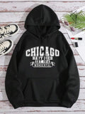 Women'WB shield Letter Print Pocket Drawstring Hoodie, Fashion Casual Drop Shoulder Long Sleeve Hooded Sweatshirt for...