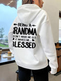 Women'WB shield Letter Print Pocket Drawstring Hoodie, Fashion Casual Drop Shoulder Long Sleeve Hooded Sweatshirt,...