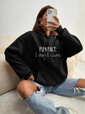 Women'WB shield Letter Print Pocket Drawstring Hoodie, Fashion Drop Shoulder Long Sleeve Hooded Sweatshirt, Women Fall &...