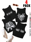 Women'WB shield Letter Print Ribbed Tank Top, Casual Sleeveless Round Neck Top for Summer, Ladies TNF for Daily Wear,...