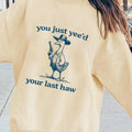 Women'WB shield Letter Print Round Neck Drop Shoulder Sweatshirt, Casual Long Sleeve TNF Lined Pullover for Fall &...