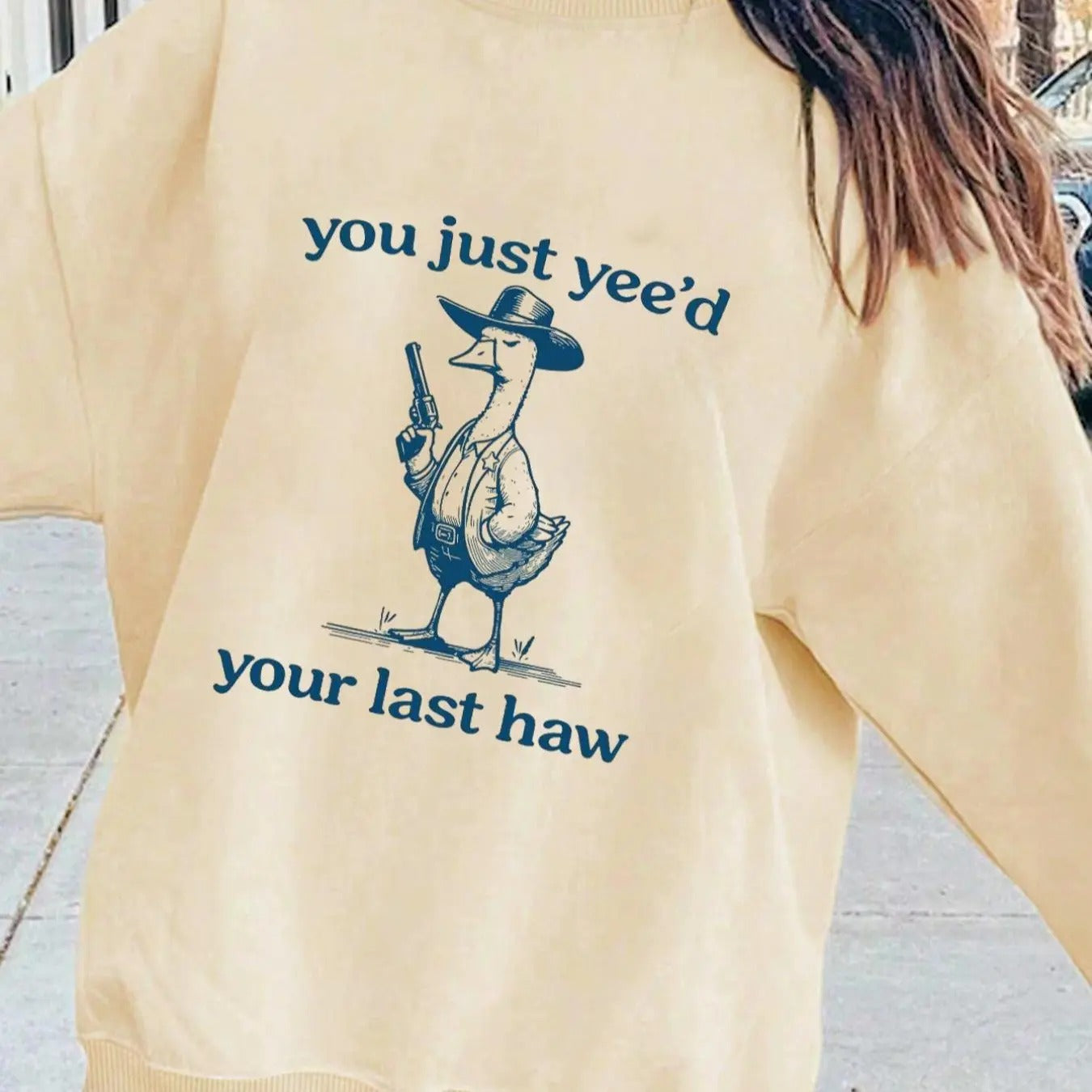 Women'WB shield Letter Print Round Neck Drop Shoulder Sweatshirt, Casual Long Sleeve TNF Lined Pullover for Fall &...