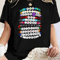 Women'WB shield Letter Print Round Neck Graphic Tee, Trendy Casual Drop Shoulder Short Sleeve T-shirt for Daily Wear,...