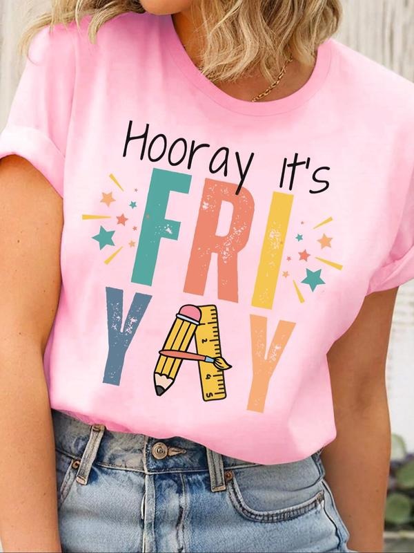 Women'WB shield Letter Print Round Neck Graphic Tee, Trendy Casual Short Sleeve T-shirt for Daily Wear, Ladies Spiky hair...