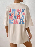 Women'WB shield Letter Print Round Neck Graphic Tee, Vintage Trendy Drop Shoulder Half Sleeve T-shirt for Daily Wear,...