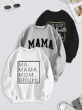 Women'WB shield Letter Print Round Neck Pullover Sweatshirt, Casual Fashion Crew Neck Long Sleeve Sweatshirt for Daily...