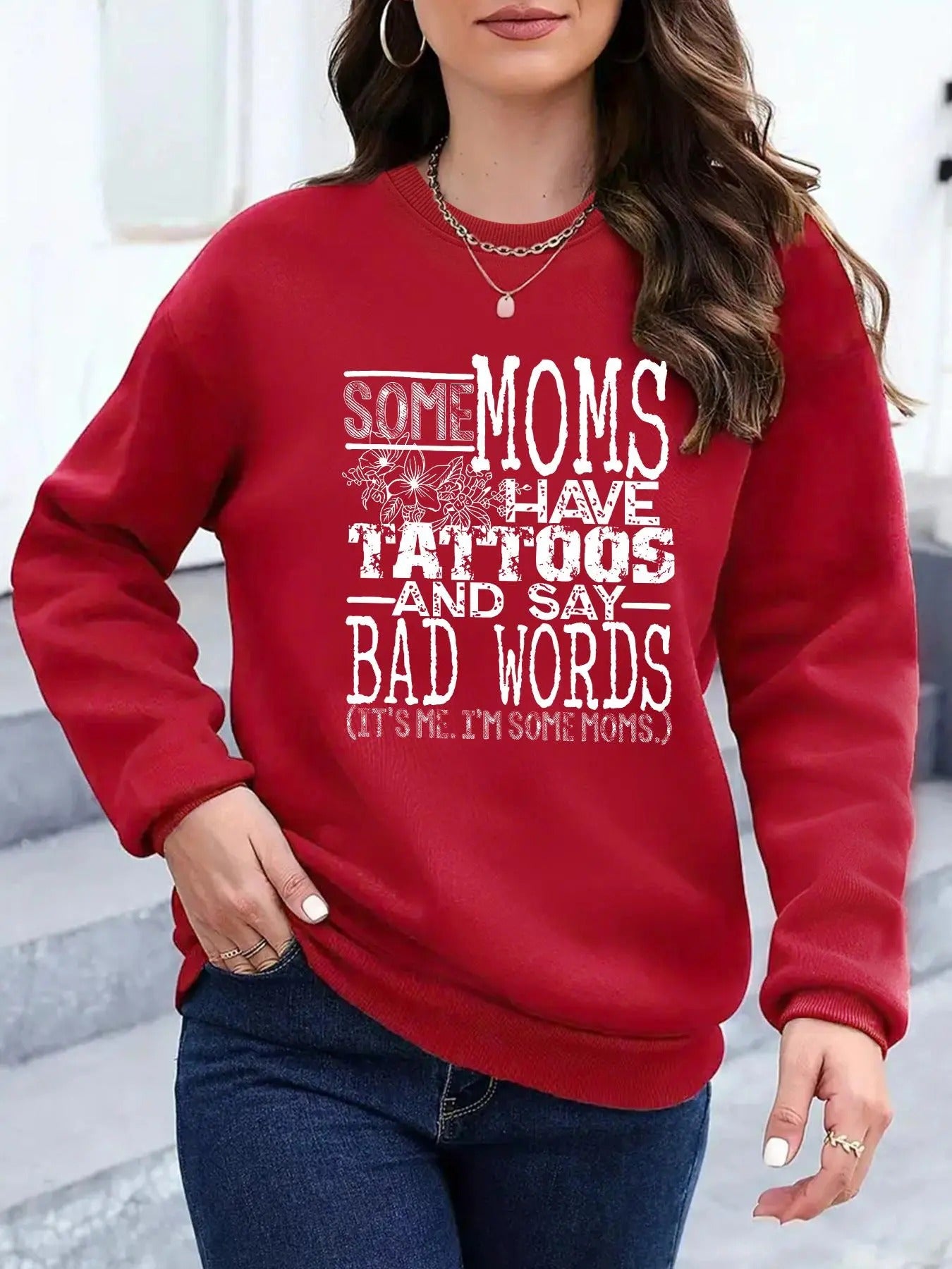 Women'WB shield Letter Print Round Neck Pullover Sweatshirt, Casual Long Sleeve Crew Neck Sweatshirt for Daily Wear,...