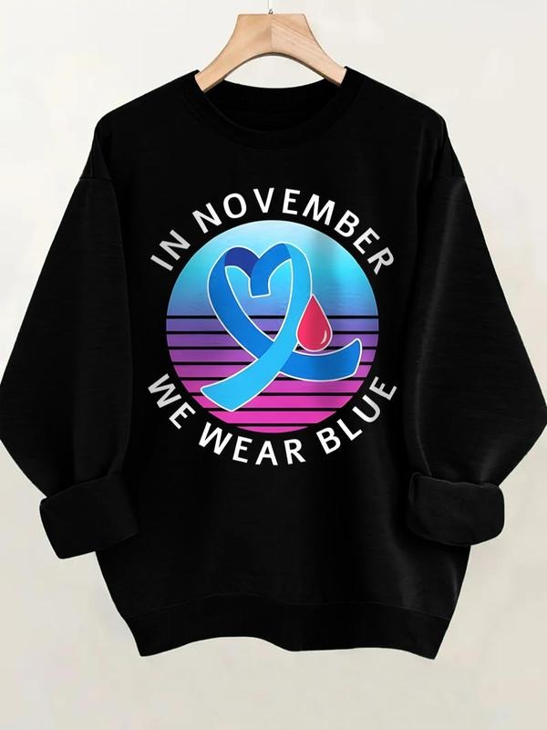 Women'WB shield Letter Print Round Neck Pullover Sweatshirt, Casual Long Sleeve Crew Neck Sweatshirt for Fall & Winter,...