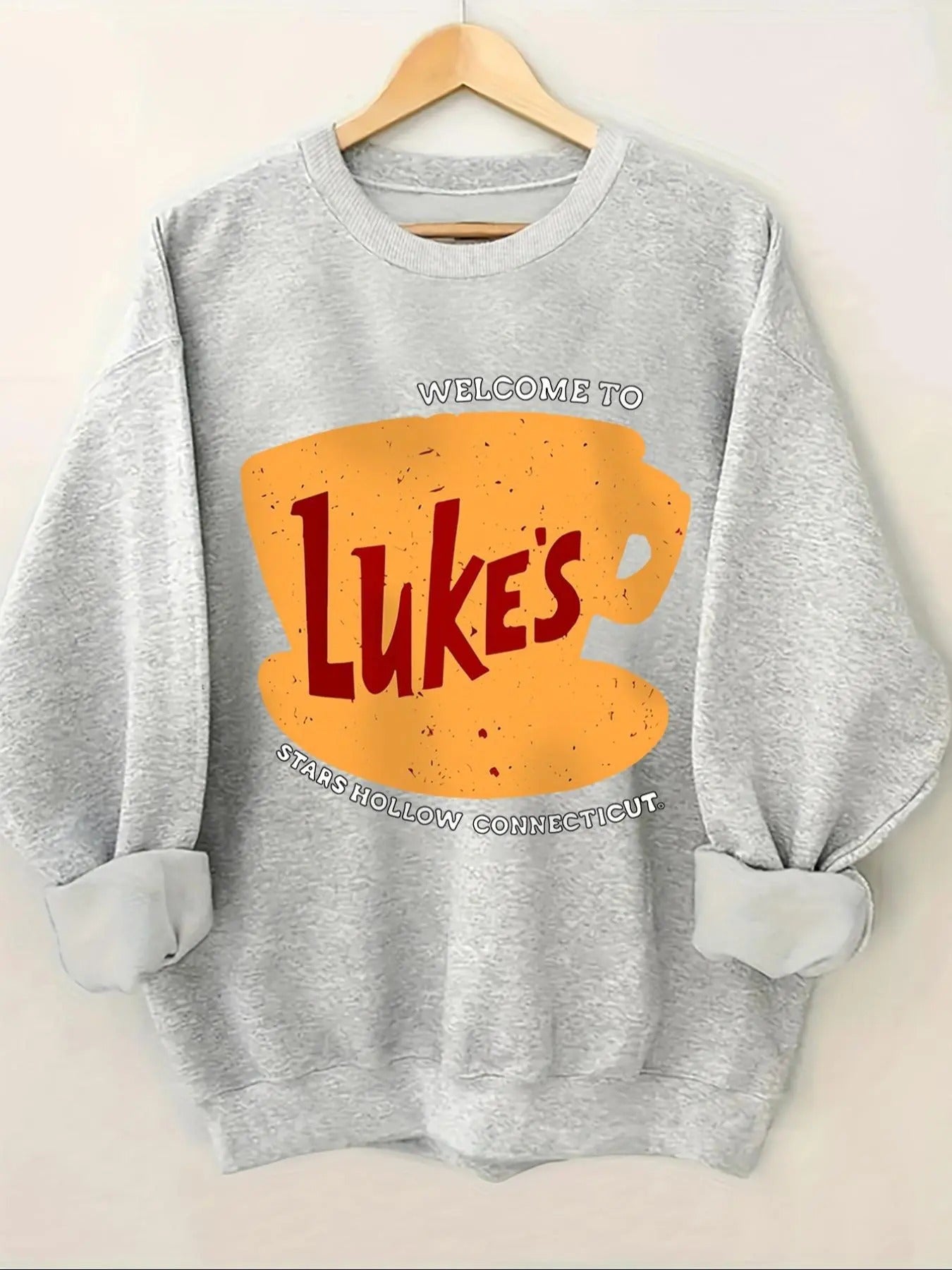 Women'WB shield Letter Print Round Neck Pullover Sweatshirt, Casual Long Sleeve Crew Neck Sweatshirt for Fall & Winter,...