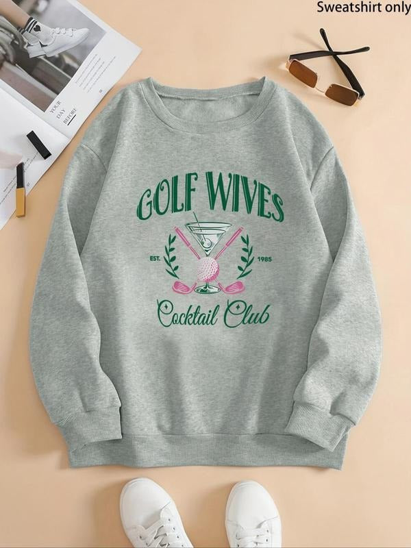 Women'WB shield Letter Print Round Neck Pullover, Casual Long Sleeve Crew Neck Sweatshirt for Fall & Winter, Fashion...