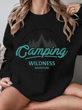 Women'WB shield Letter Print Round Neck Pullover, Casual Long Sleeve Crew Neck Sweatshirt for Fall & Winter, Women'WB...