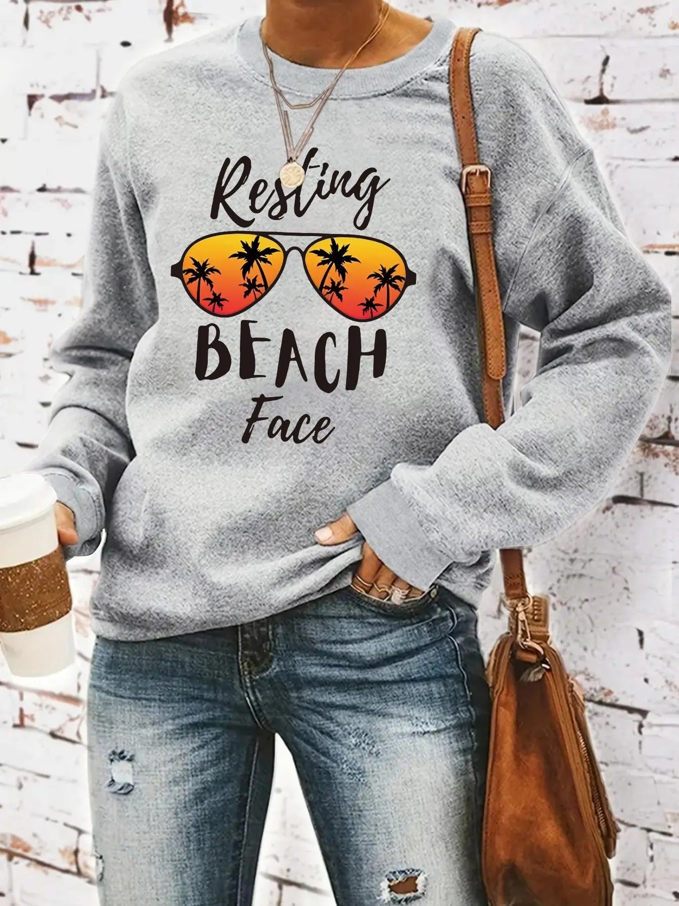 Women'WB shield Letter Print Round Neck Pullover, Casual Long Sleeve Crew Neck Sweatshirt for Fall, Fashion Women'WB...