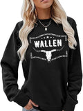 Women'WB shield Letter Print Round Neck Pullover, Fashion Casual Crew Neck Sweatshirt for Daily Holiday Outdoor Wear,...