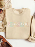 Women'WB shield Letter Print Round Neck Pullover, Fashion Casual Crew Neck Sweatshirt for Daily Holiday Outdoor Wear,...