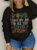 Women'WB shield Letter Print Round Neck Pullover, Fashion Casual Crew Neck Sweatshirt for Daily Holiday Outdoor Wear,...