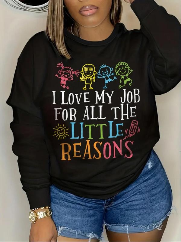 Women'WB shield Letter Print Round Neck Pullover, Fashion Casual Crew Neck Sweatshirt for Daily Holiday Outdoor Wear,...