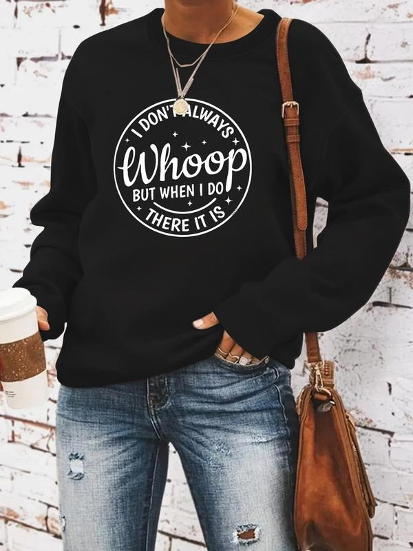 Women'WB shield Letter Print Round Neck Pullover, Fashion Casual Crew Neck Sweatshirt for Daily Holiday Outdoor Wear,...