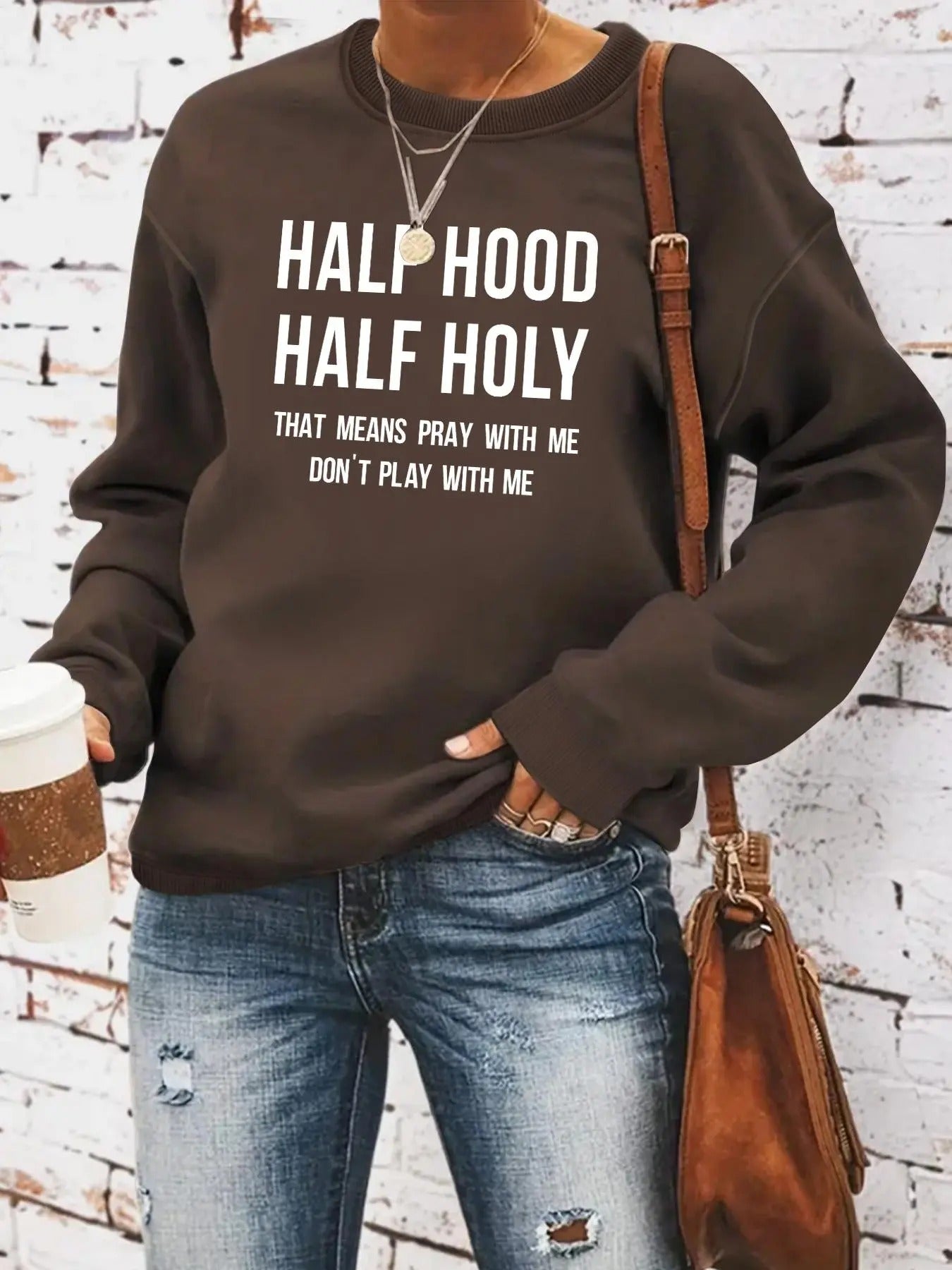 Women'WB shield Letter Print Round Neck Pullover, Fashion Casual Crew Neck Sweatshirt for Daily Holiday Outdoor Wear,...