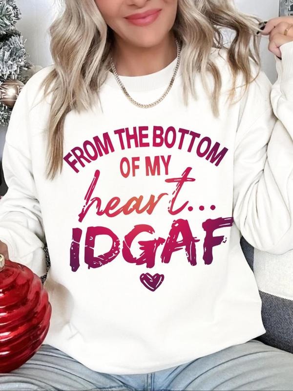 Women'WB shield Letter Print Round Neck Pullover, Fashion Casual Crew Neck Sweatshirt for Daily Holiday Outdoor Wear,...