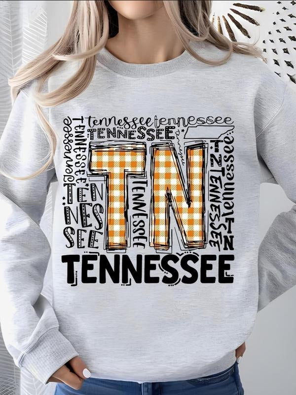 Women'WB shield Letter Print Round Neck Pullover, Fashion Casual Crew Neck Sweatshirt for Daily Holiday Outdoor Wear,...
