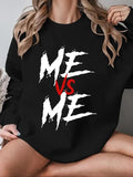 Women'WB shield Letter Print Round Neck Pullover, Fashion Casual Crew Neck Sweatshirt for Daily Holiday Outdoor Wear,...
