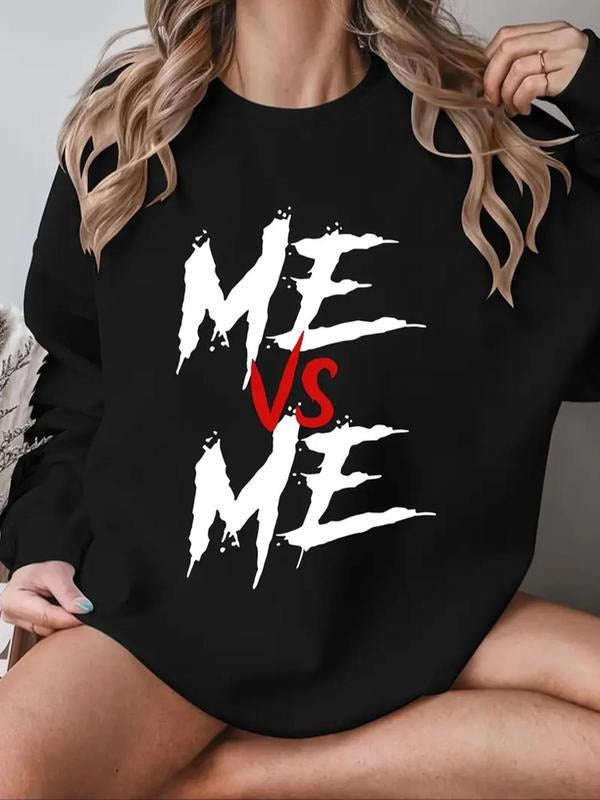 Women'WB shield Letter Print Round Neck Pullover, Fashion Casual Crew Neck Sweatshirt for Daily Holiday Outdoor Wear,...